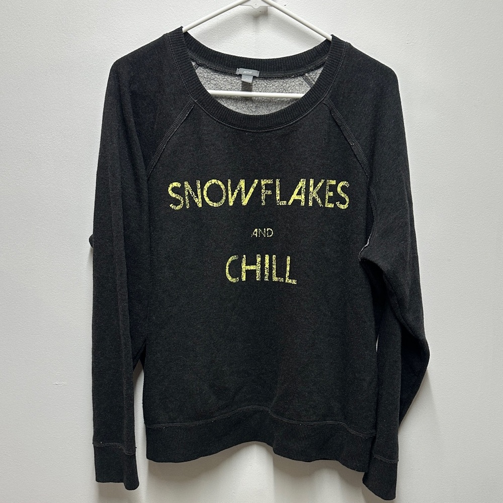 Aerie Sweater with snowflakes and chill text